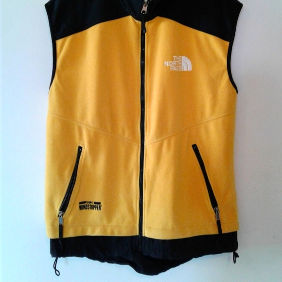 VTG The North Face Gore-Tex Windstopper Vest Yellow Zip Up Pockets Mens M fleece - Picture 3 of 8